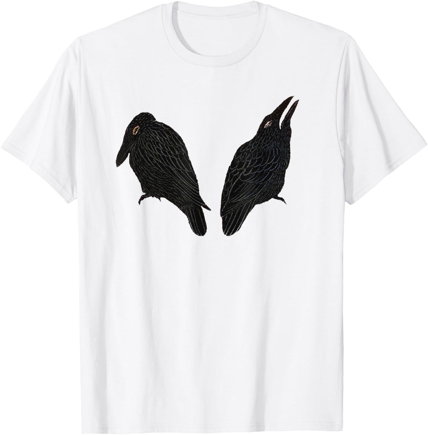 Vintage Crow & Raven Bird Illustration T-Shirt - T-Shirt | White