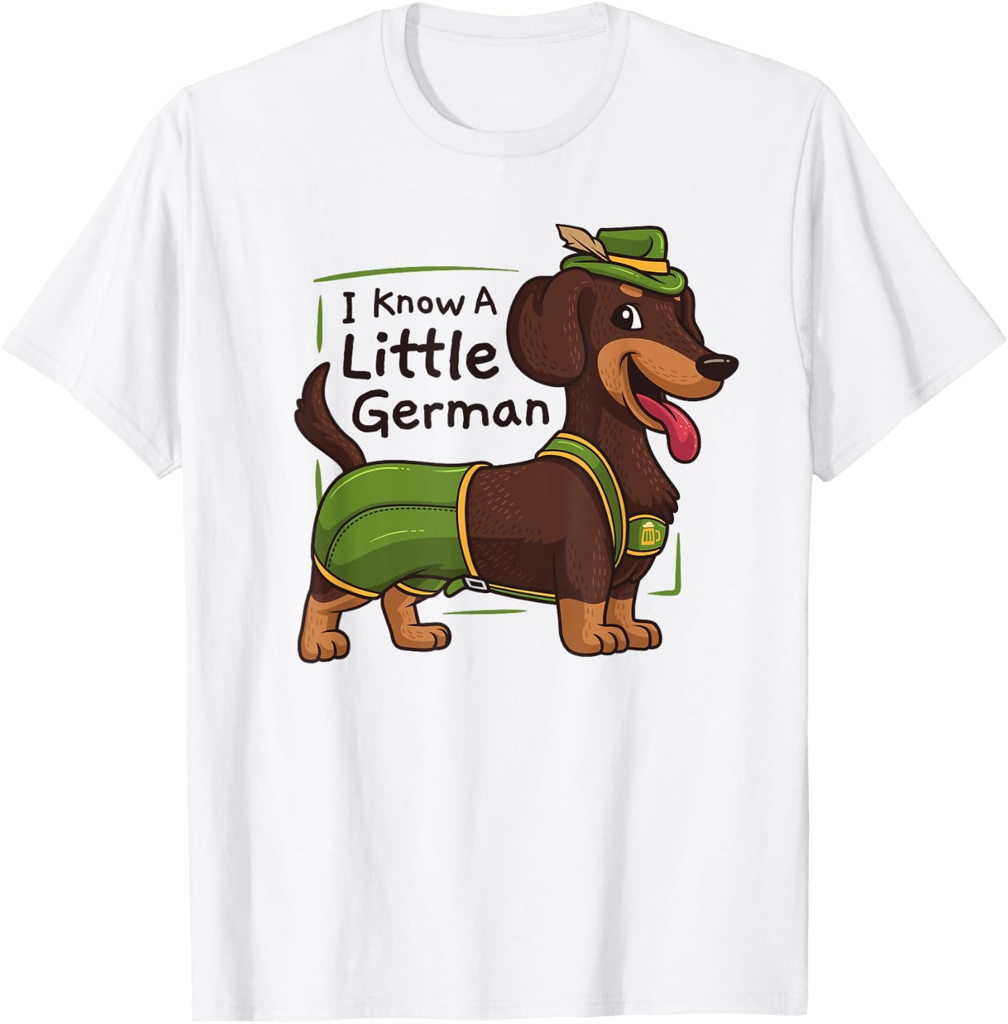 Oktoberfest I Know A Little German Dachshund Wiener Dog T-Shirt - T-Shirt | White