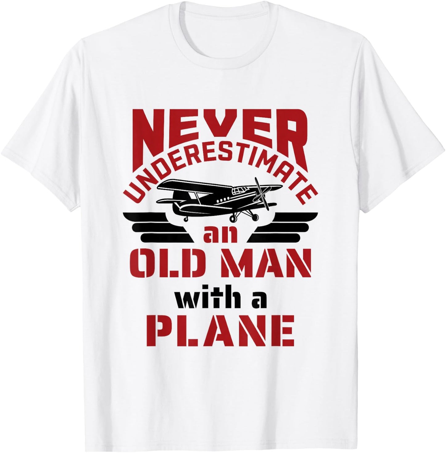 Grandpa Pilot Airplane Aviation Flying Old Man with Plane T-Shirt - T-Shirt | White