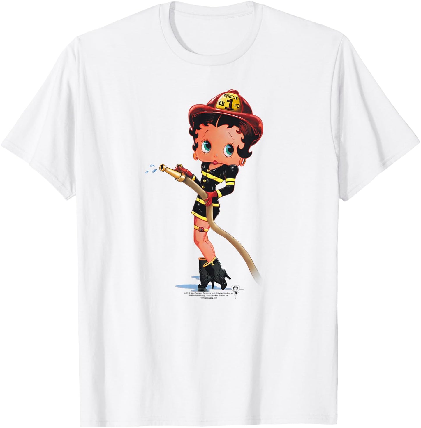 Betty Boop Firefighter T-Shirt - T-Shirt | White