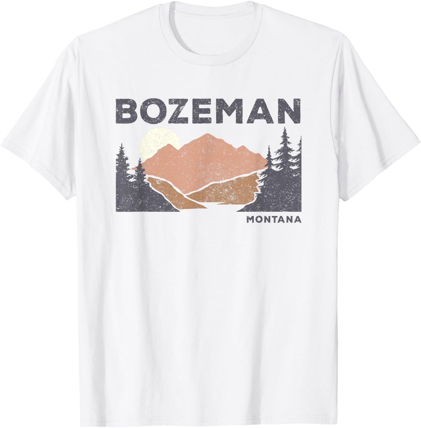 Vintage Bozeman Montana Retro Faded Mountain Nature Forest T-Shirt - T-Shirt | White