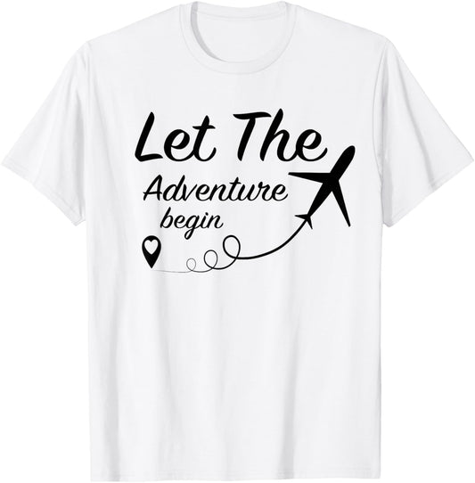 Let The Adventure Begin - Airplane Travel Traveling Small T-Shirt - T-Shirt | White