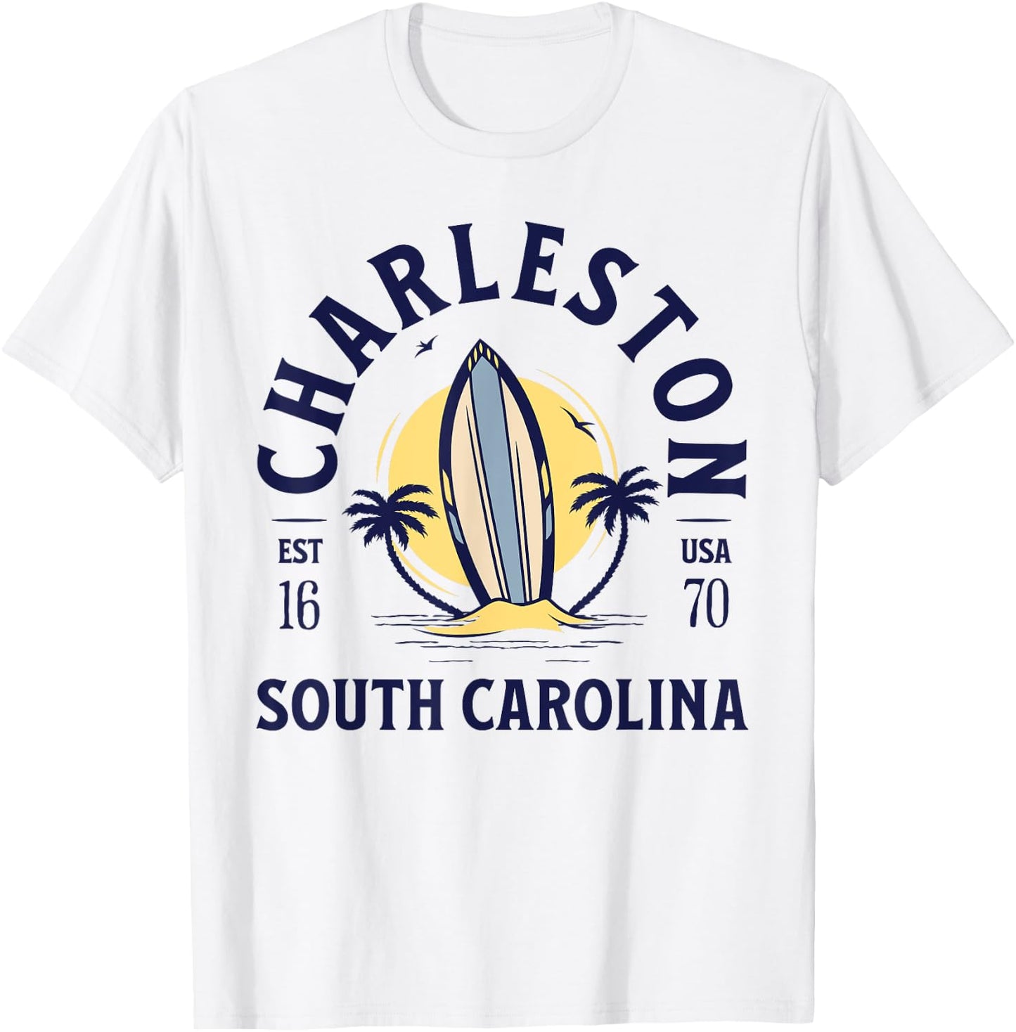 Charleston South Carolina Beach Surf Summer Vacation Vintage T-Shirt - T-Shirt | White