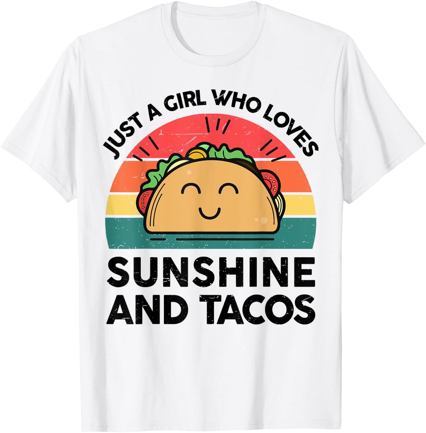 Girl Love Sunshine & Tacos Mexican Women Funny Cinco De Mayo T-Shirt - T-Shirt | White