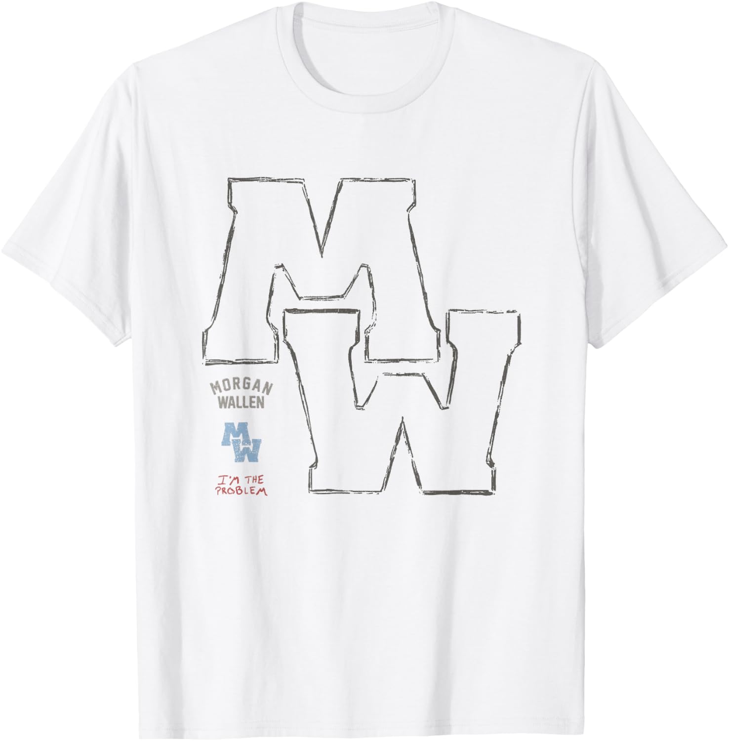 Official Morgan Wallen Sketch Logo T-Shirt - T-Shirt | White