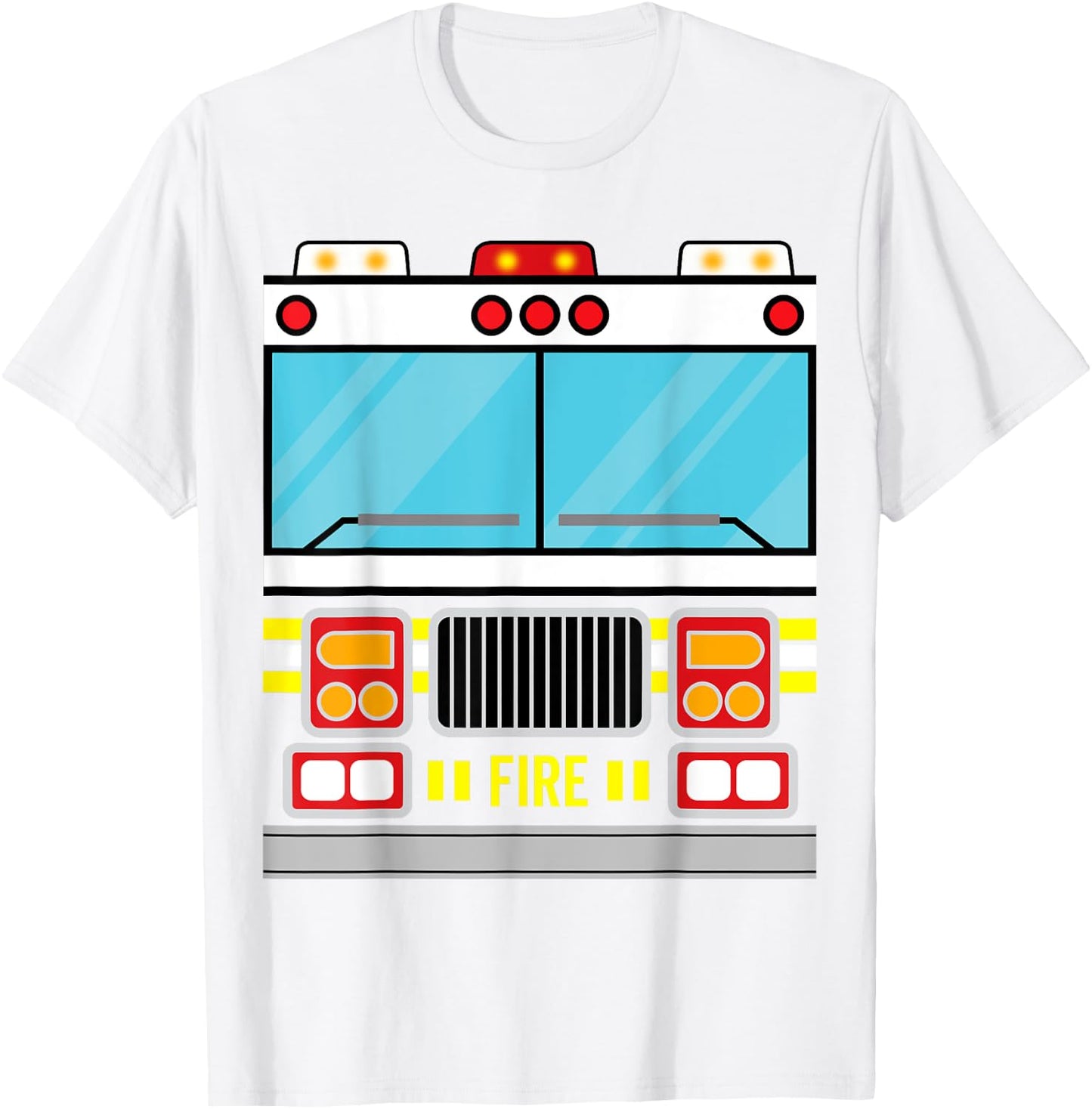Fire Truck Costume Simple Easy Halloween Group Costume T-Shirt - T-Shirt | White