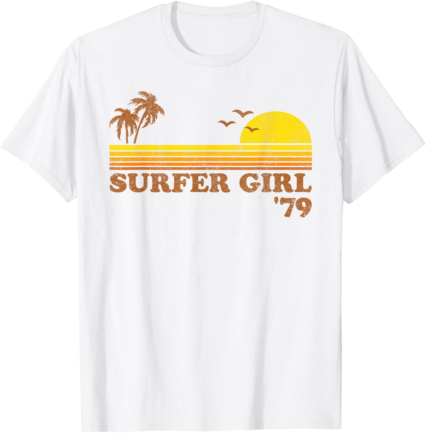 Vintage Surfer Girl Surfing Beach Retro Sunset Surf 70s Gift T-Shirt - T-Shirt | White