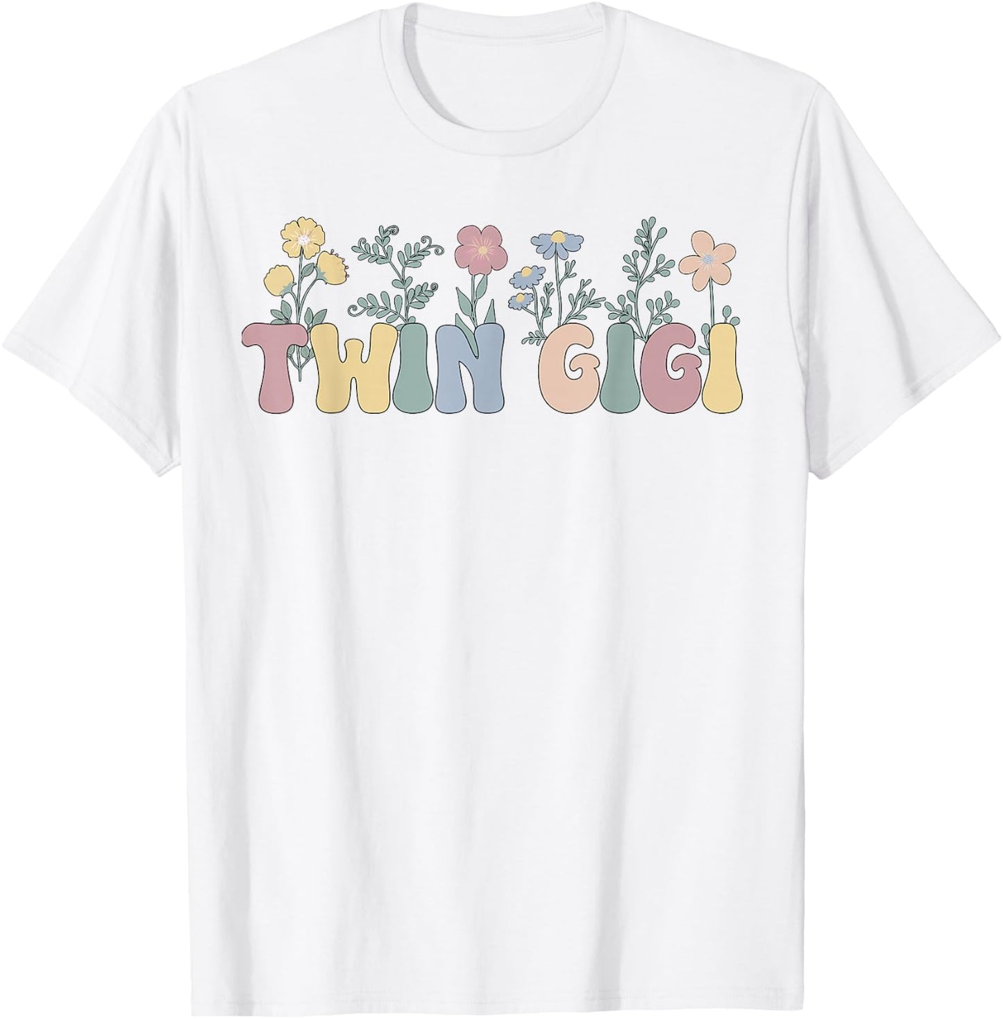 Twin Gigi Flowers Grandma Gigi Of Twins T-Shirt - T-Shirt | White