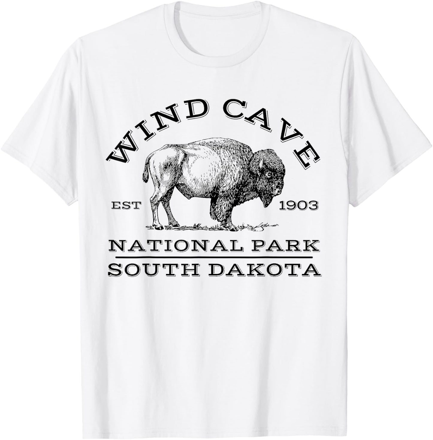 Wind Cave National Park Buffalo South Dakota Hike Outdoors T-Shirt - T-Shirt | White