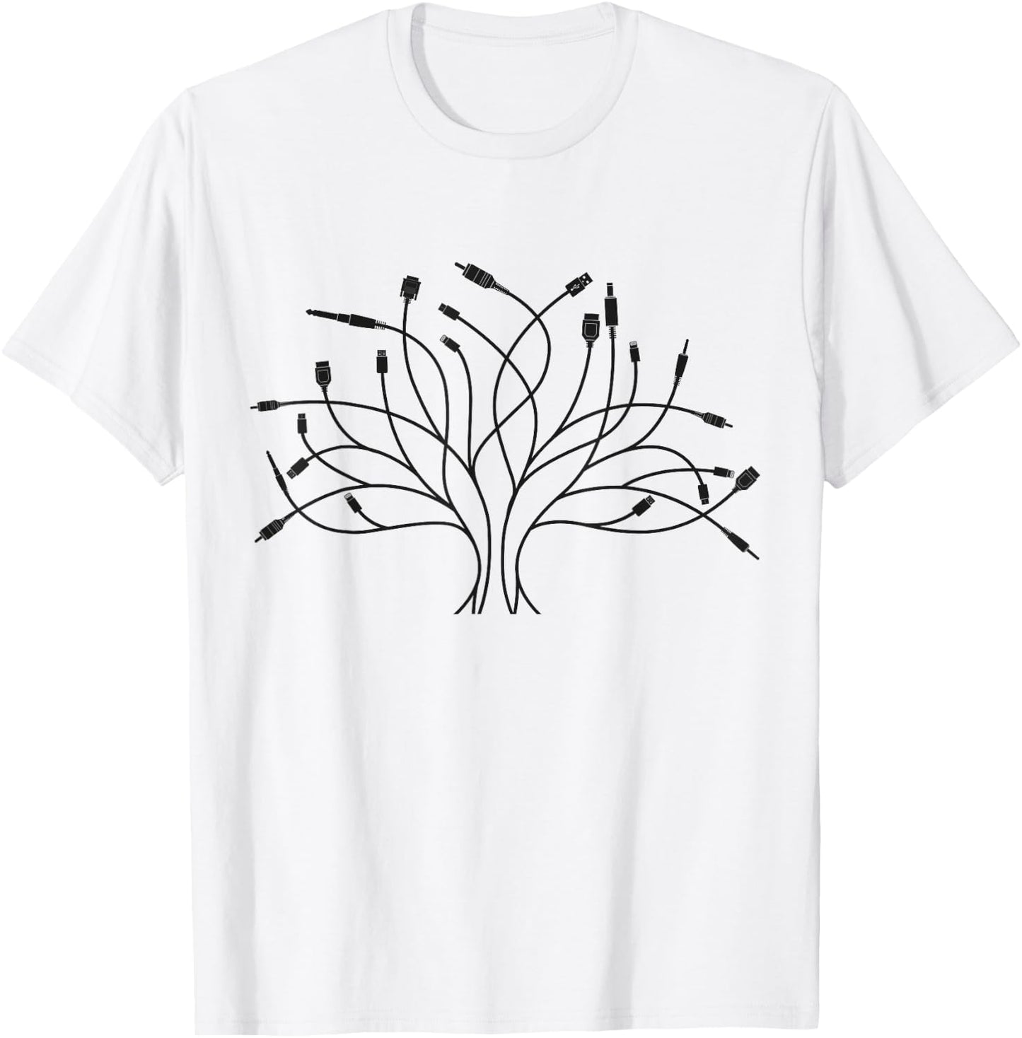 Synth Audio Cable Tree T Stuff Synthwave Modular Synthesizer T-Shirt - T-Shirt | White
