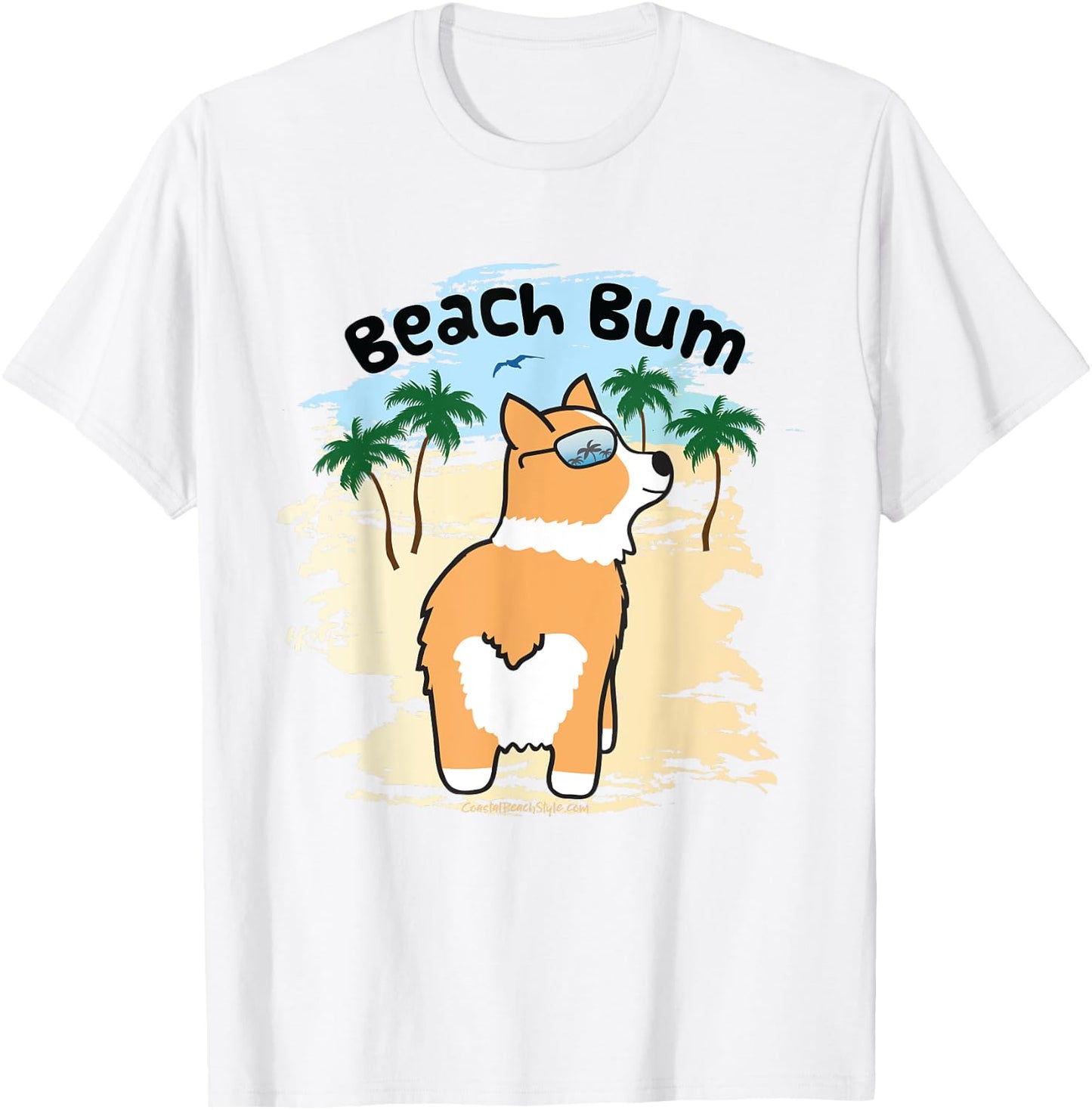 Funny Corgi Dog Beach Bum T Shirt Women T-Shirt - T-Shirt | White