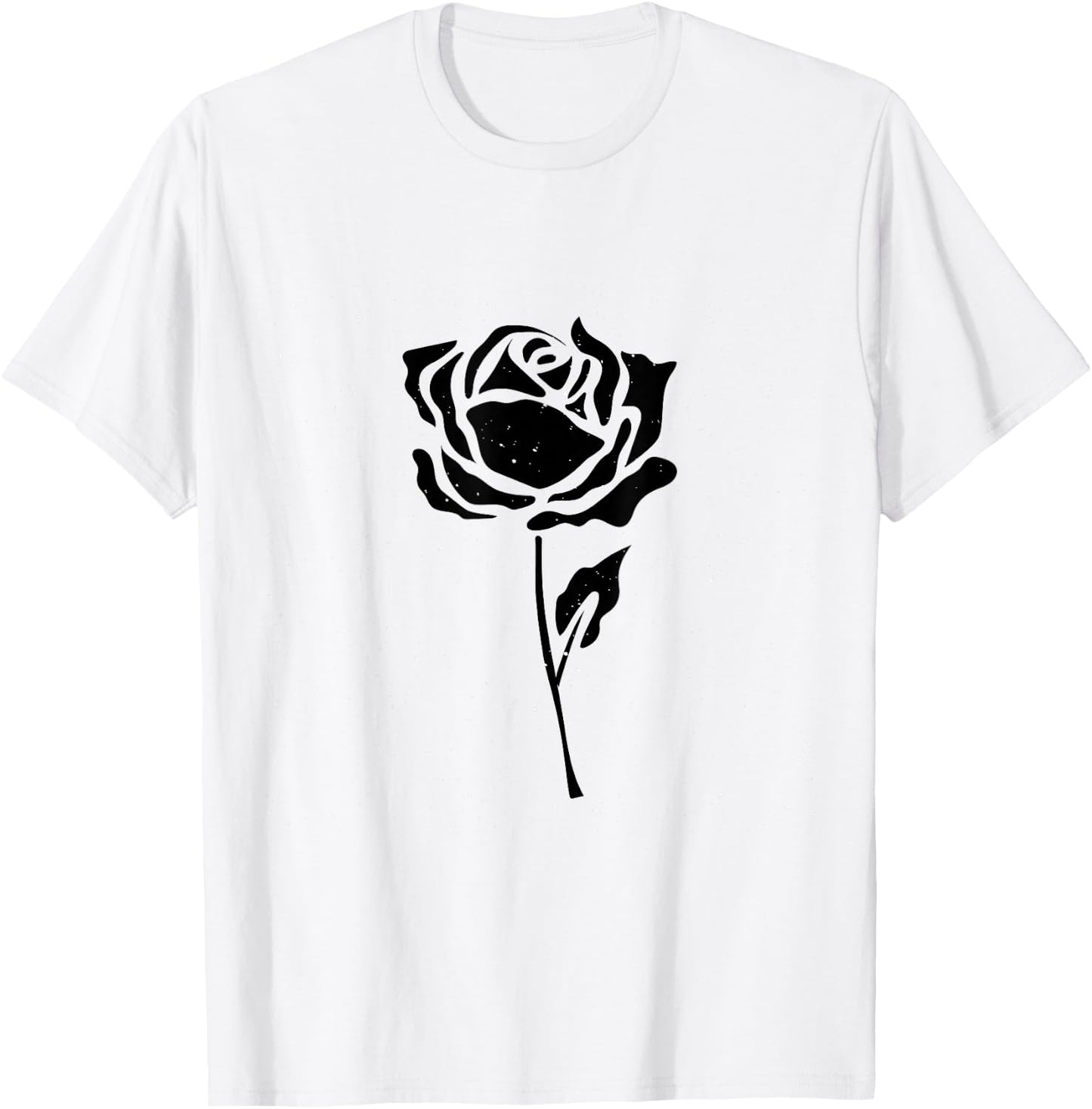 Vintage Black Flower Rose Design White T-Shirt - T-Shirt | White