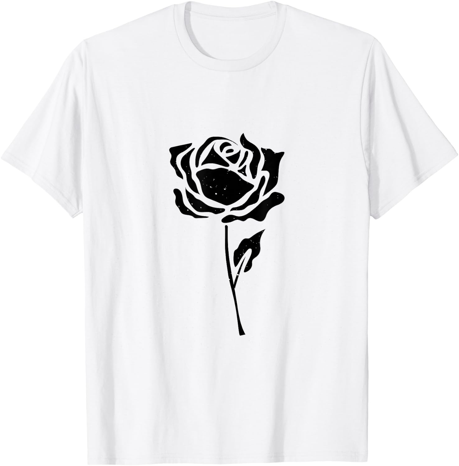 Vintage Black Flower Rose Design White T-Shirt - T-Shirt | White