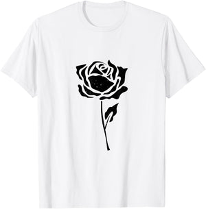Vintage Black Flower Rose Design White T-Shirt - T-Shirt | White