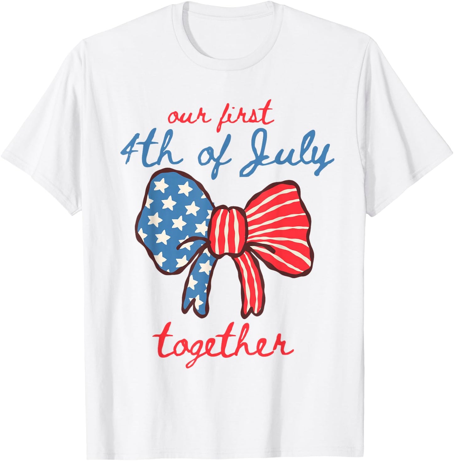 Our First 4th of July Together Cute Bow USA Couples Matching T-Shirt - T-Shirt | White