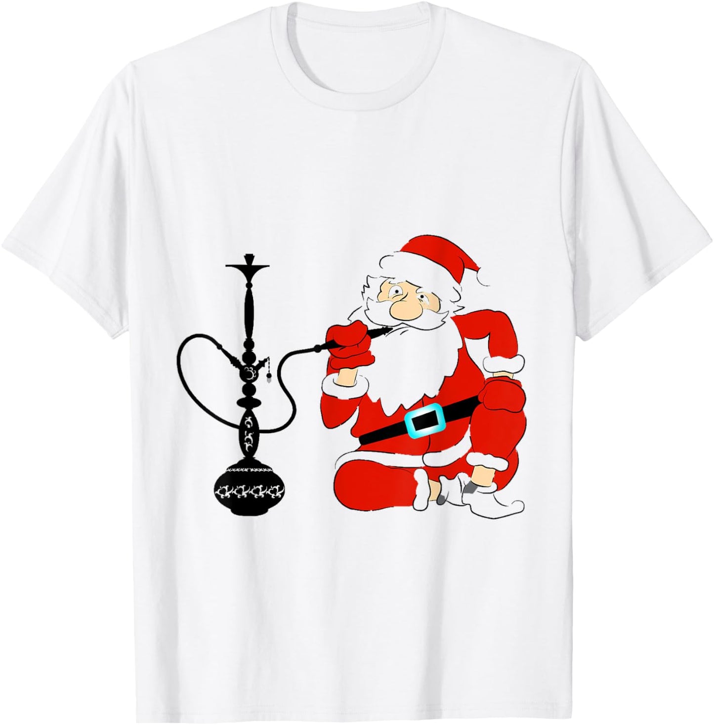 Santa Claus Smoking Hookah T-Shirt - T-Shirt | White