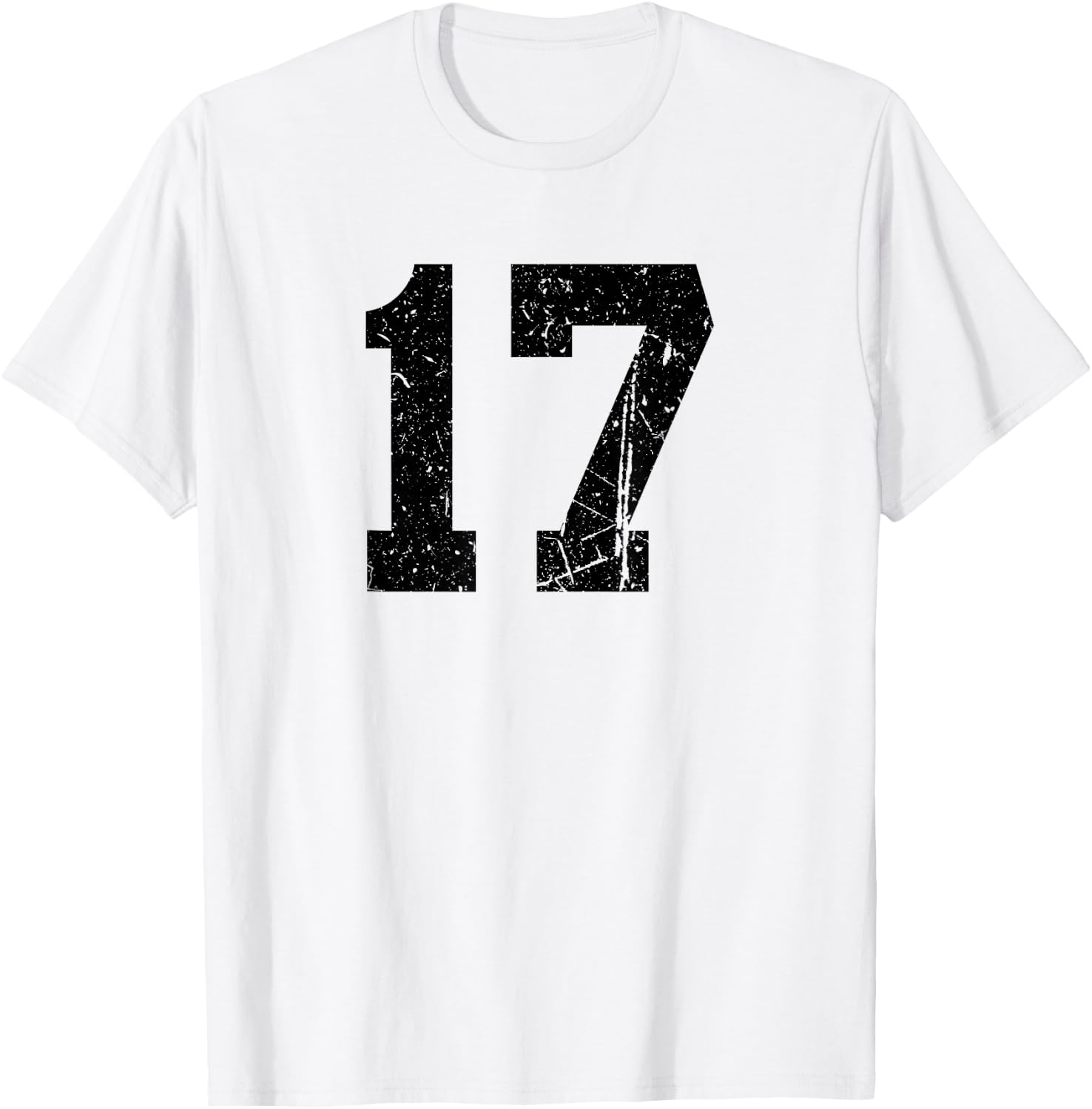Distressed Black Sports Team Number 17 T-Shirt - T-Shirt | White