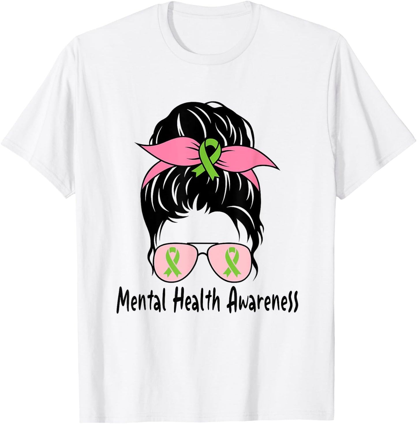 Messy Bun Mental Health Matters Gift Mental Health Awareness T-Shirt - T-Shirt | White