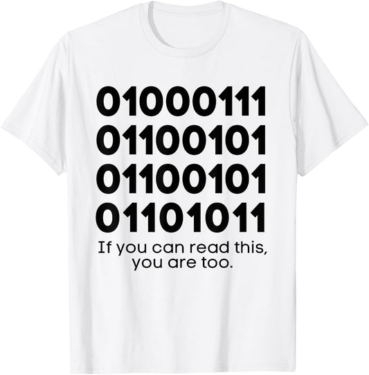 Computer Binary Code Funny Programmer Developer Geek IT T-Shirt - T-Shirt | White