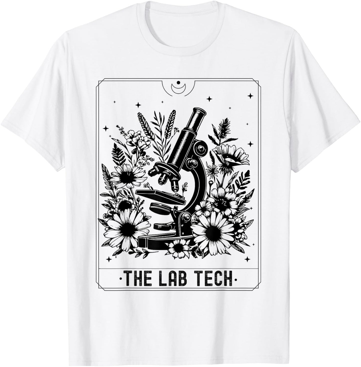 Retro Floral Laboratory Scientist Microscope Tarot Card Lab T-Shirt - T-Shirt | White