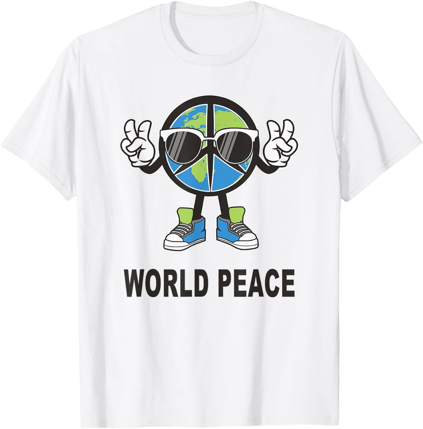 World Peace On Earth Shirt Global Love Peace Sign Funny T-Shirt - T-Shirt | White