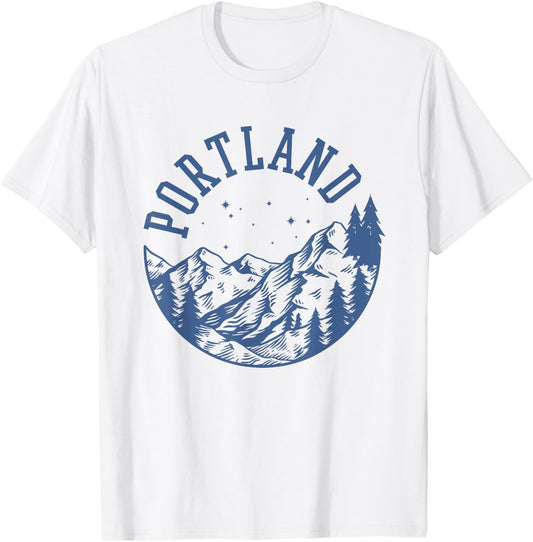Portland Oregon Vintage Outdoors Mountain Graphic T-Shirt - T-Shirt | White