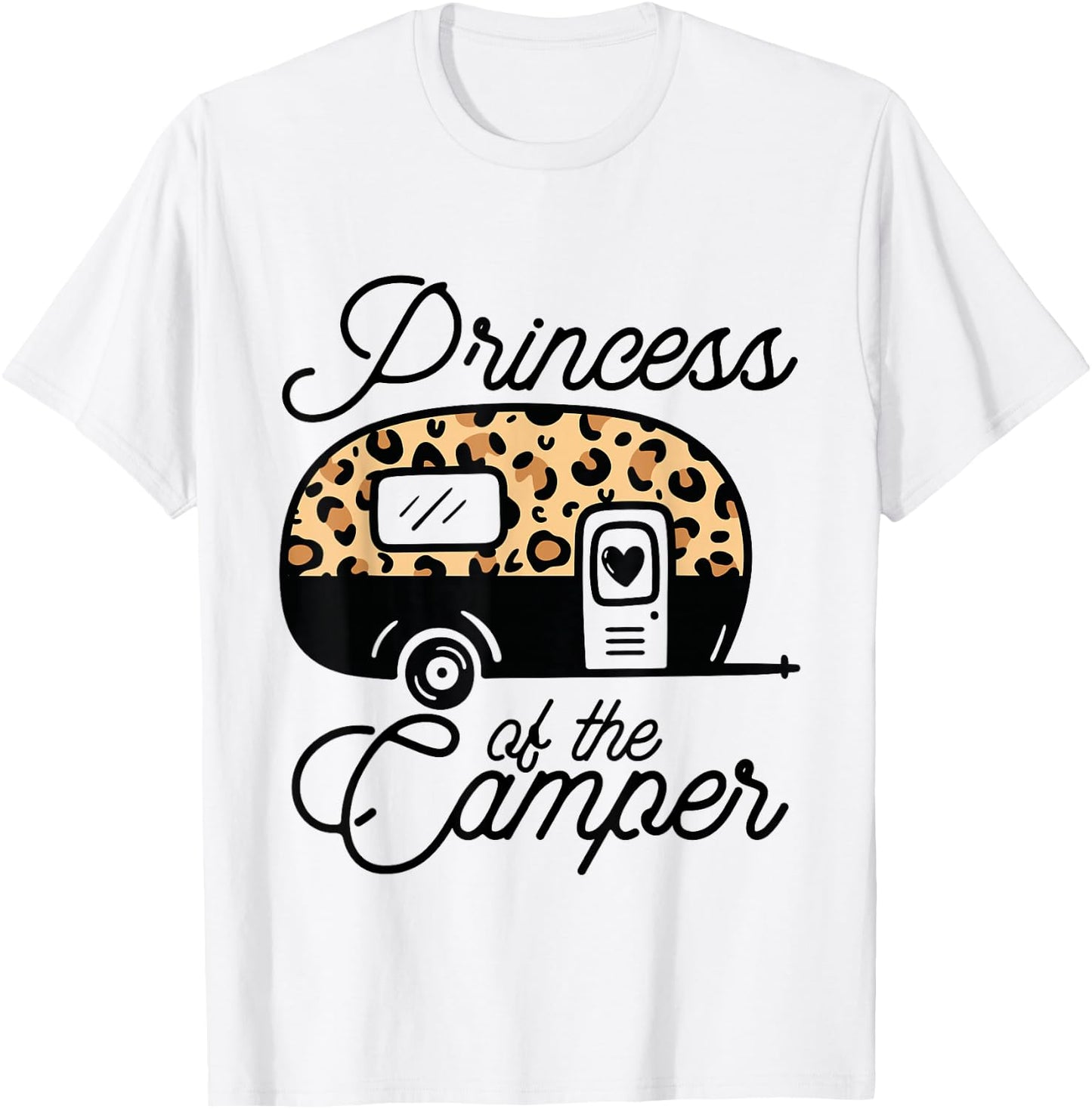 Princess of the Camper Leopard Women Camper Camping Traveler T-Shirt - T-Shirt | White
