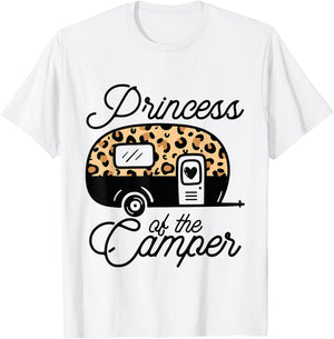 Princess of the Camper Leopard Women Camper Camping Traveler T-Shirt - T-Shirt | White