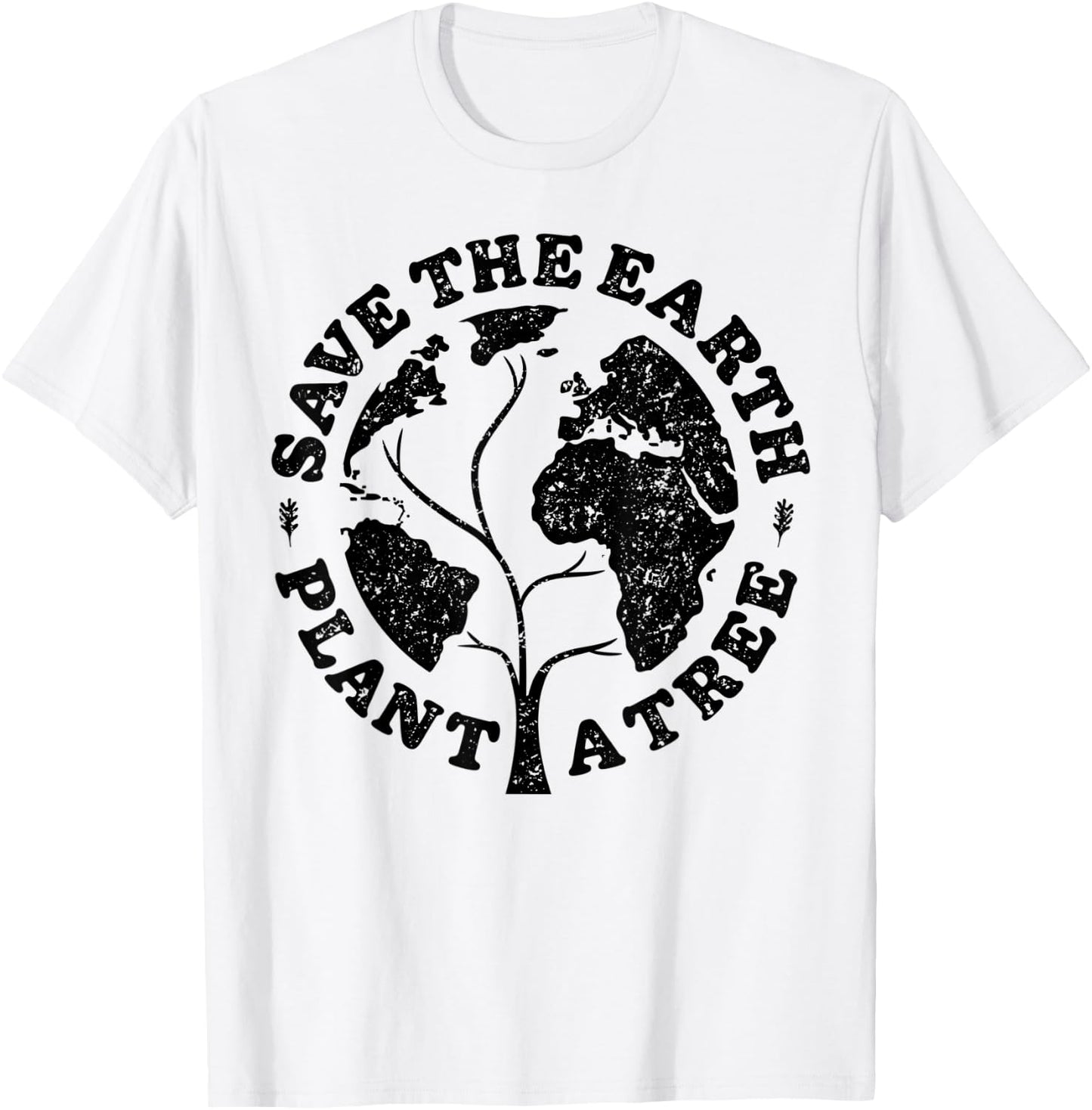 Earth Day Save Earth Plant A Tree Environmental Planet Retro T-Shirt - T-Shirt | White