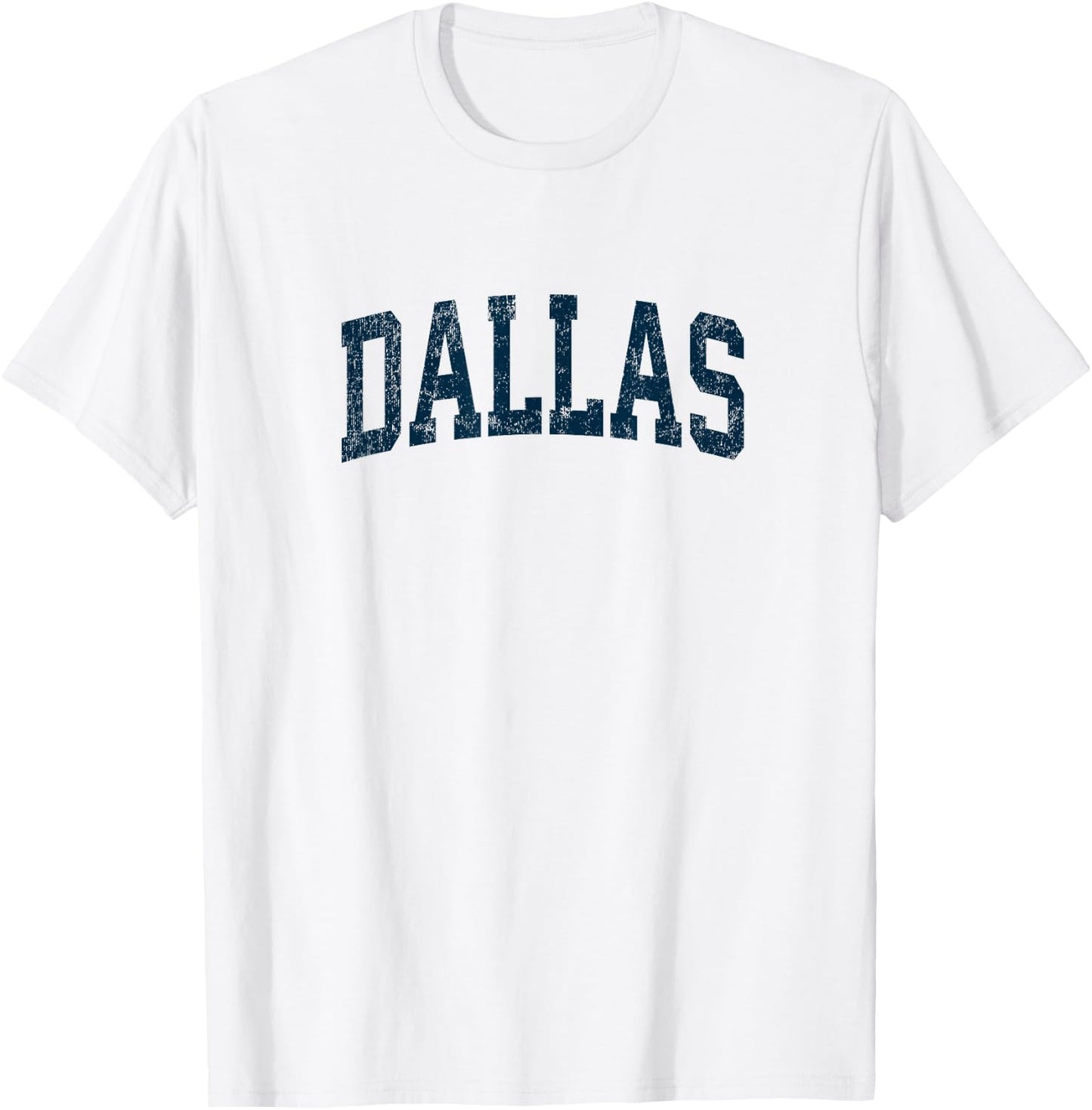 Dallas Texas TX Vintage Athletic Sports Navy Design T-Shirt - T-Shirt | White