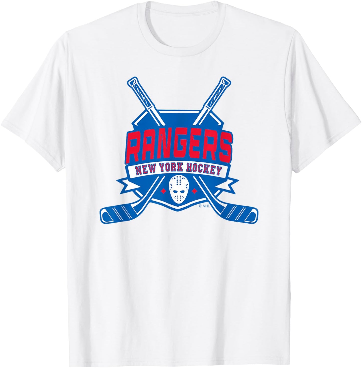 New York Rangers Hockey Sticks White Officially Licensed T-Shirt - T-Shirt | White