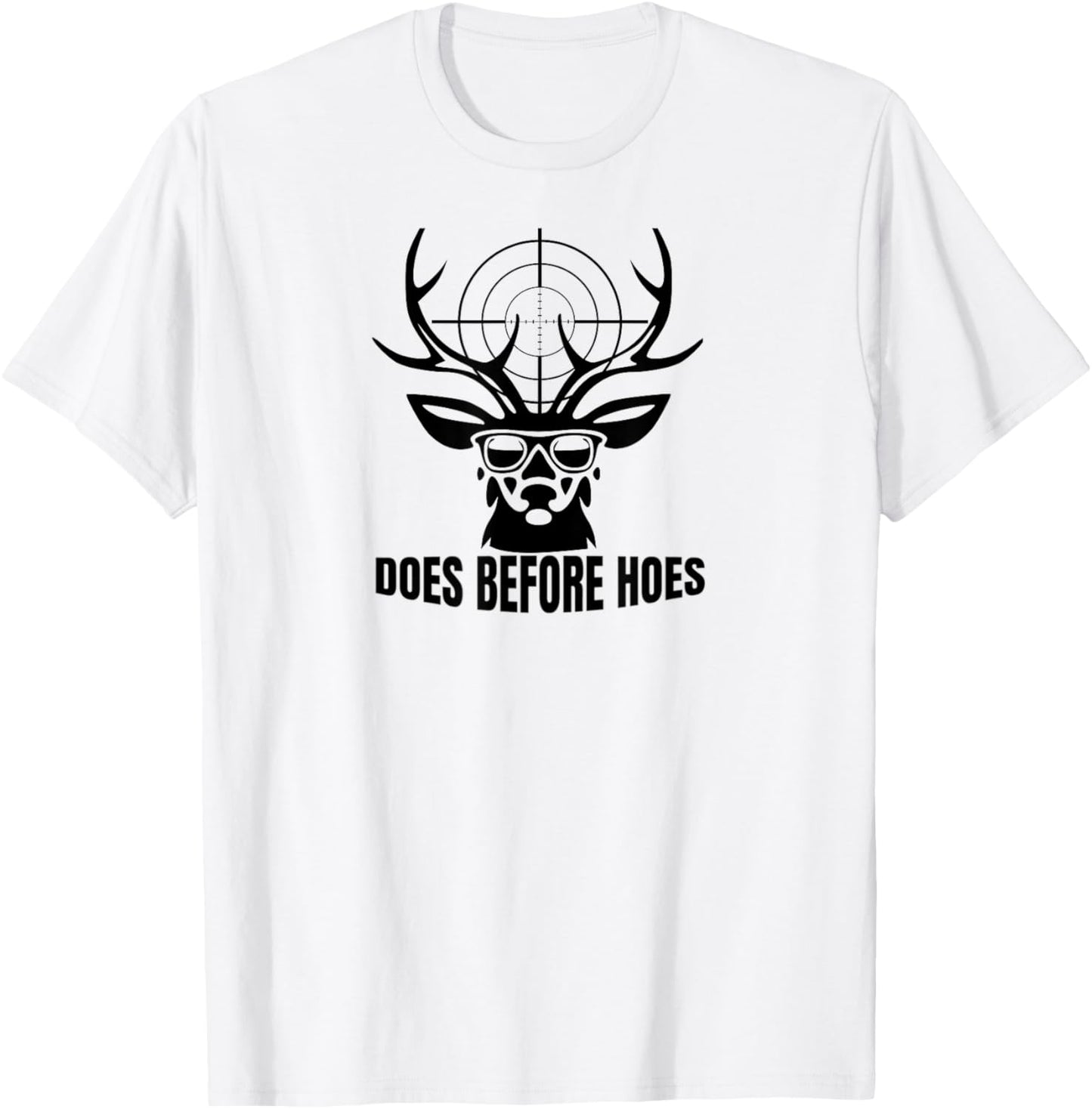 Vintage Funny Does Before Hoes Deer T-Shirt - T-Shirt | White