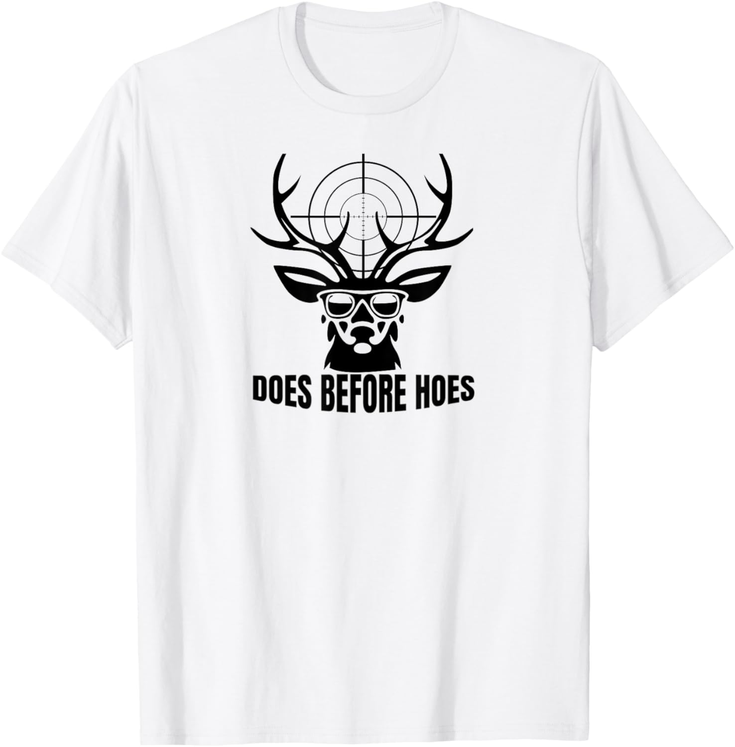 Vintage Funny Does Before Hoes Deer T-Shirt - T-Shirt | White