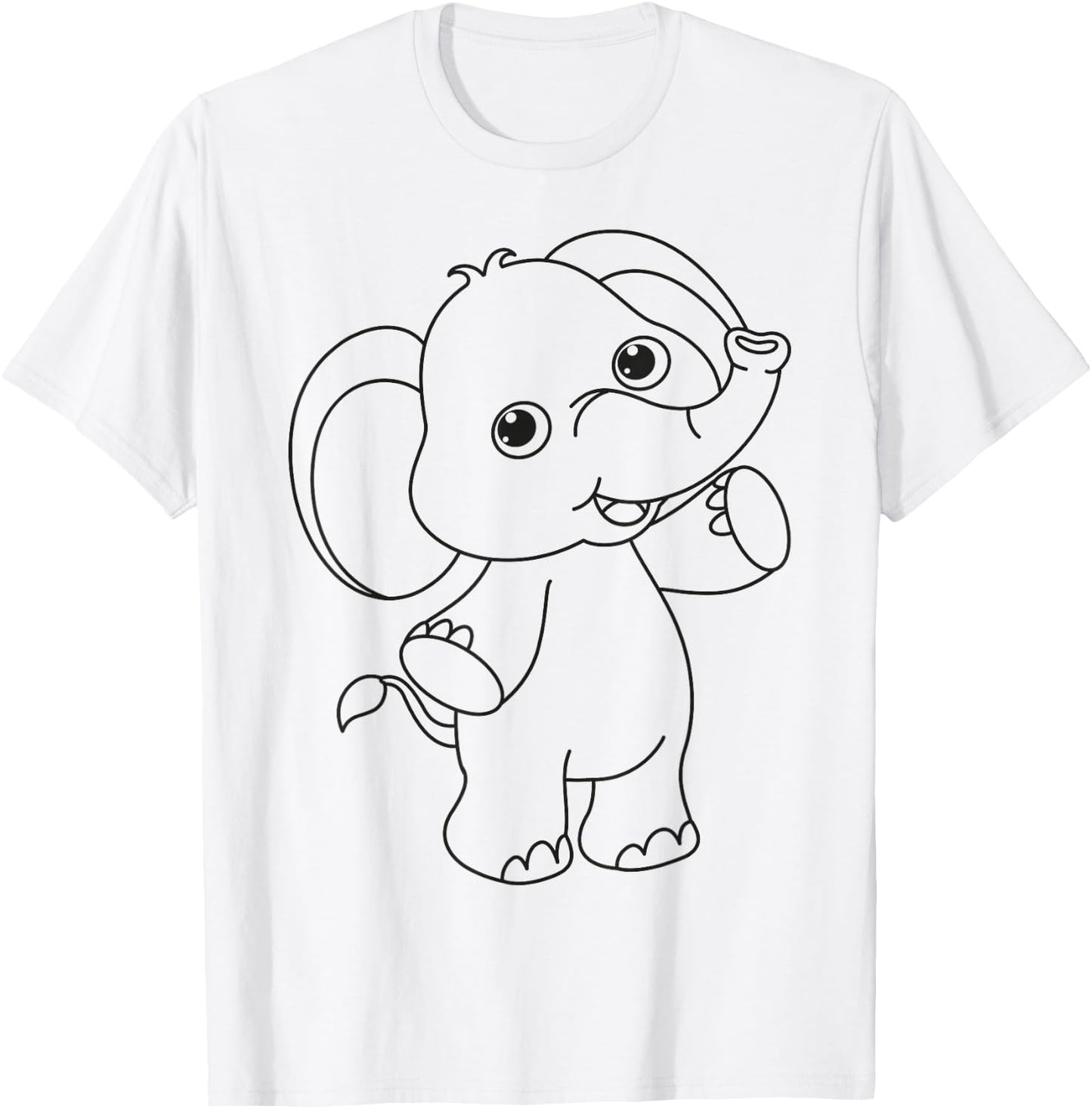 Cute elephant to paint & color for kids T-Shirt - T-Shirt | White