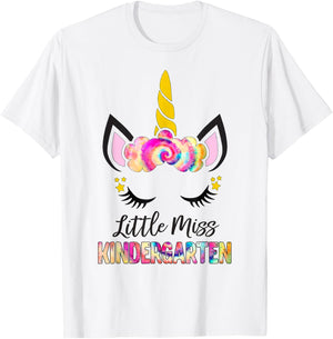 Little Miss Kindergarten Girl Magic Unicorn Shirt Preschool T-Shirt - T-Shirt | White