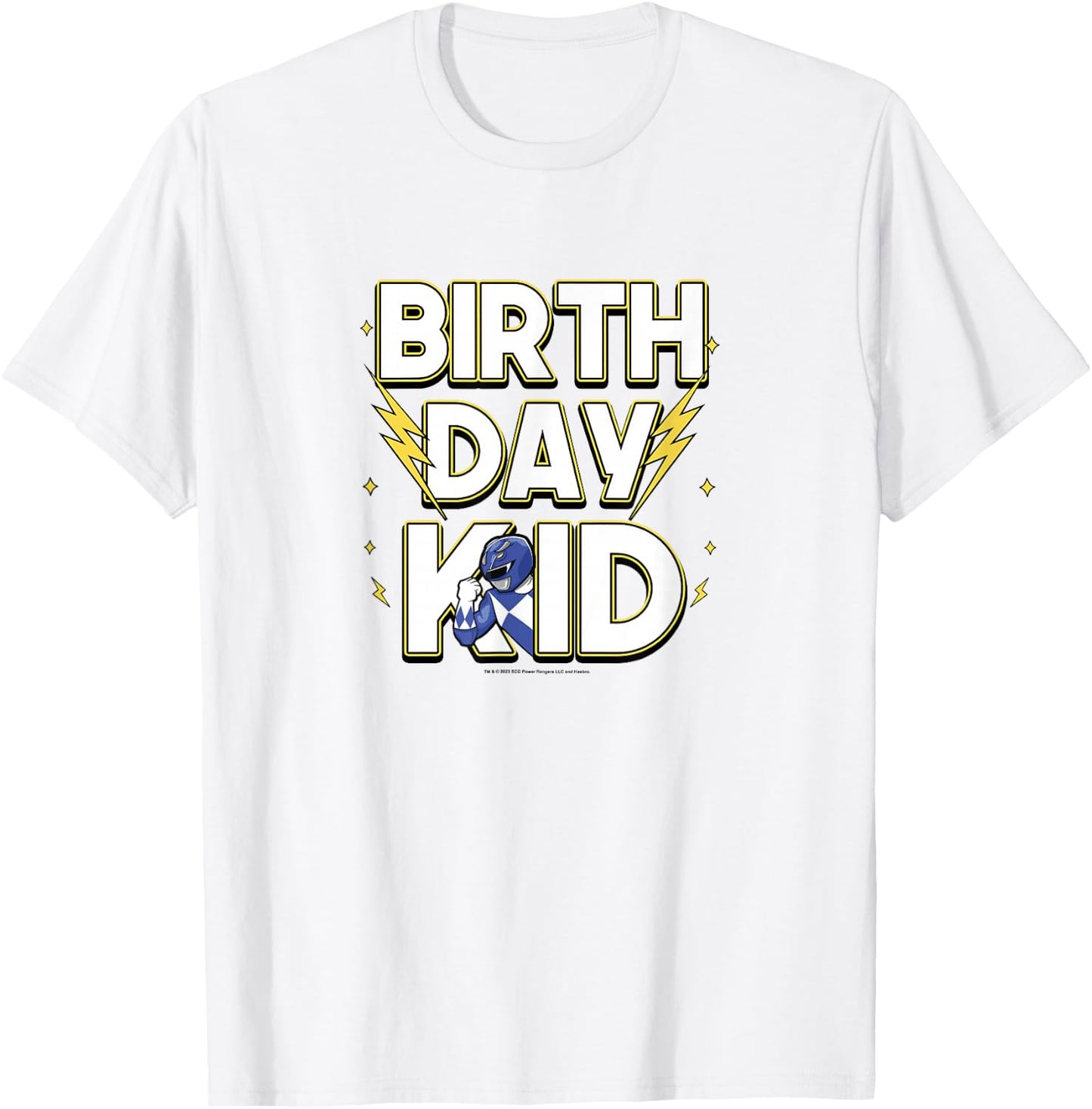 Power Rangers Birthday Kid Electrifying Blue Ranger T-Shirt - T-Shirt | White