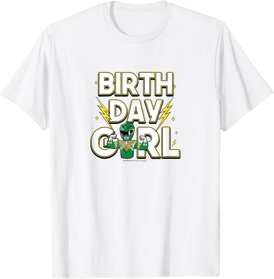 Power Rangers Birthday Girl Electrifying Green Ranger T-Shirt - T-Shirt | White