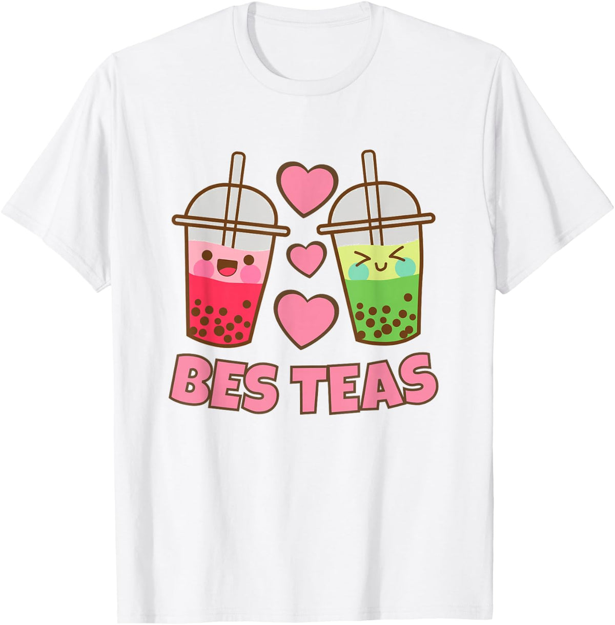 BES Teas Besties Cute Kawaii Bubble Tea Boba Best Friend T-Shirt - T-Shirt | White