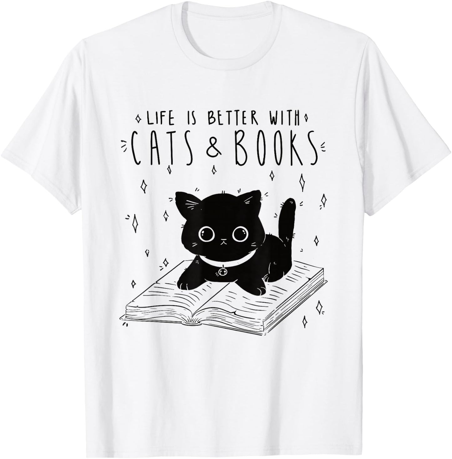 Cat Life Is Better With Cats And Books Books T-Shirt - T-Shirt | White
