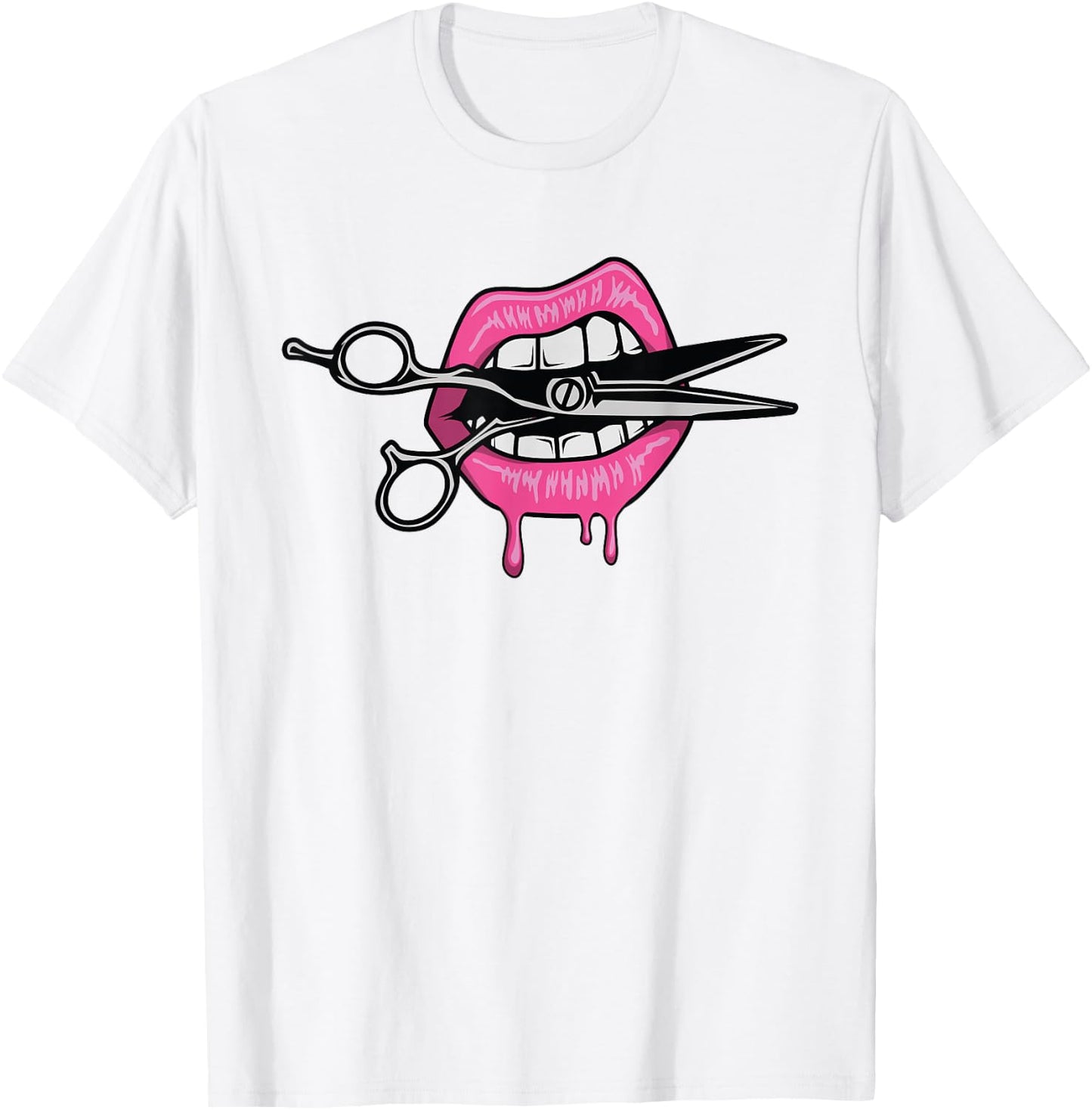 Sassy Lips Biting Scissors Hairdresser/Barber Gift T-Shirt - T-Shirt | White