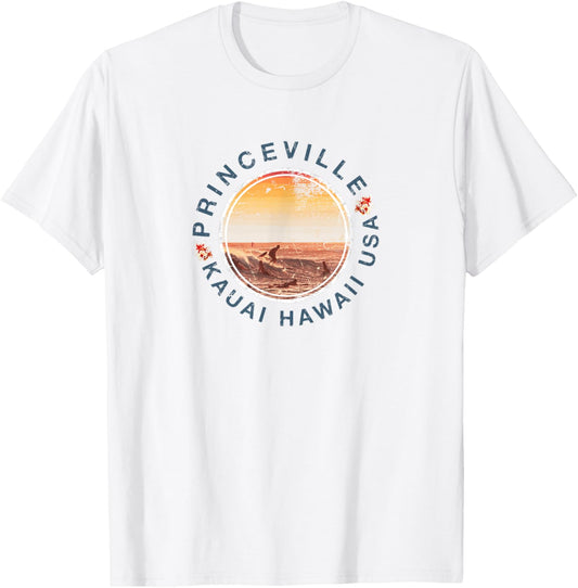 Kauai Hawaii Princeville Surfing Retro T-Shirt - T-Shirt | White