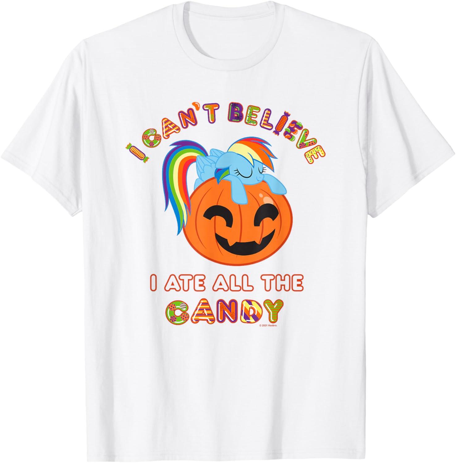 My Little Pony Halloween Rainbow Dash Ate All The Candy T-Shirt - T-Shirt | White
