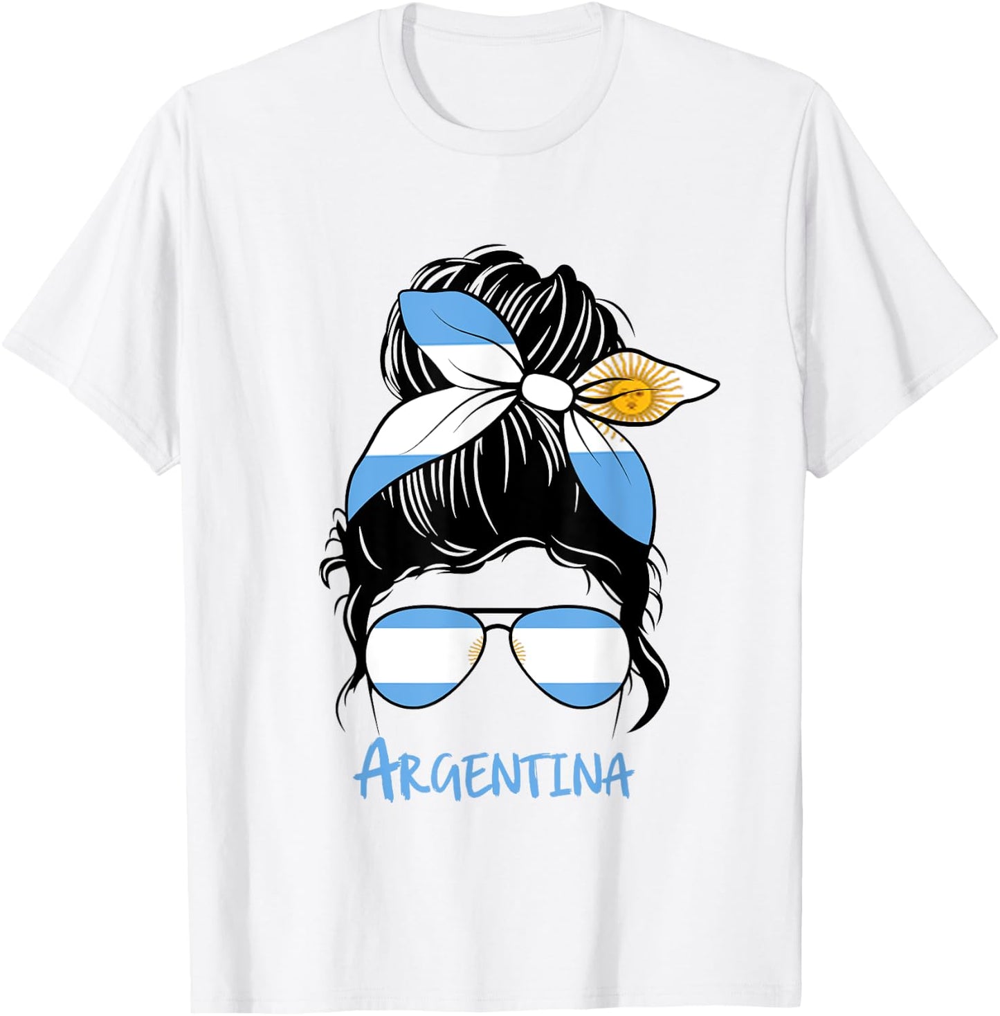 Argentine Girl Bandana Glasses Flag Colors Latina Pride T-Shirt - T-Shirt | White