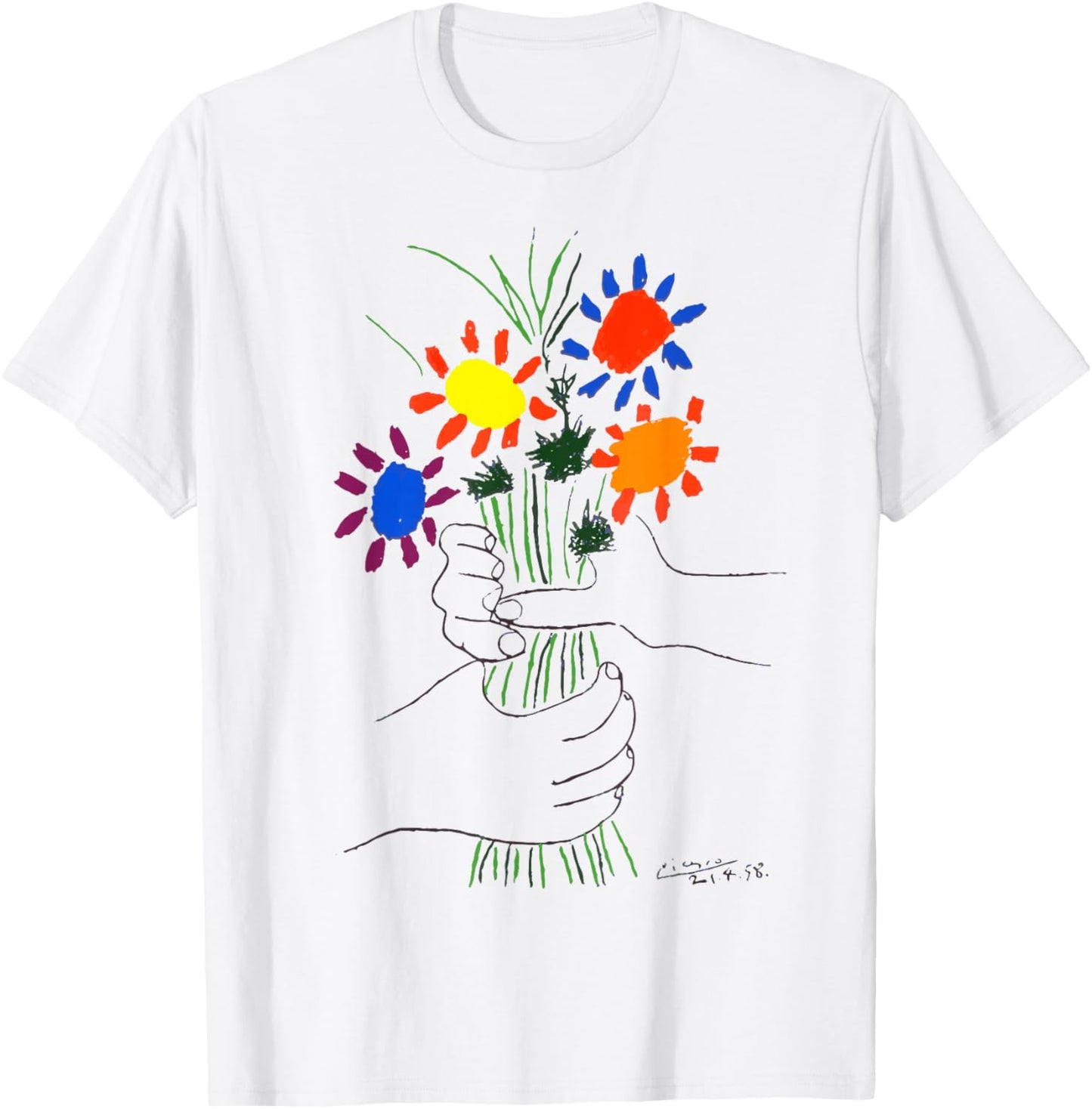 Flowers Bouquet Artwork T-Shirt - T-Shirt | White