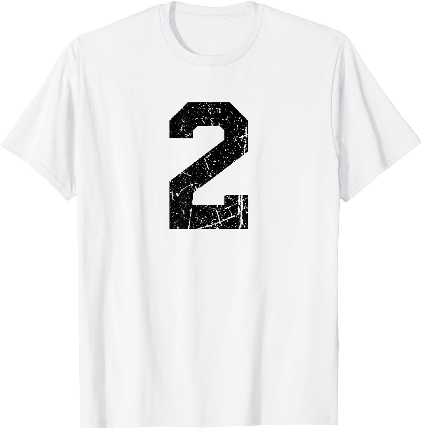 Distressed Black Sports Team Number #2 T-Shirt - T-Shirt | White