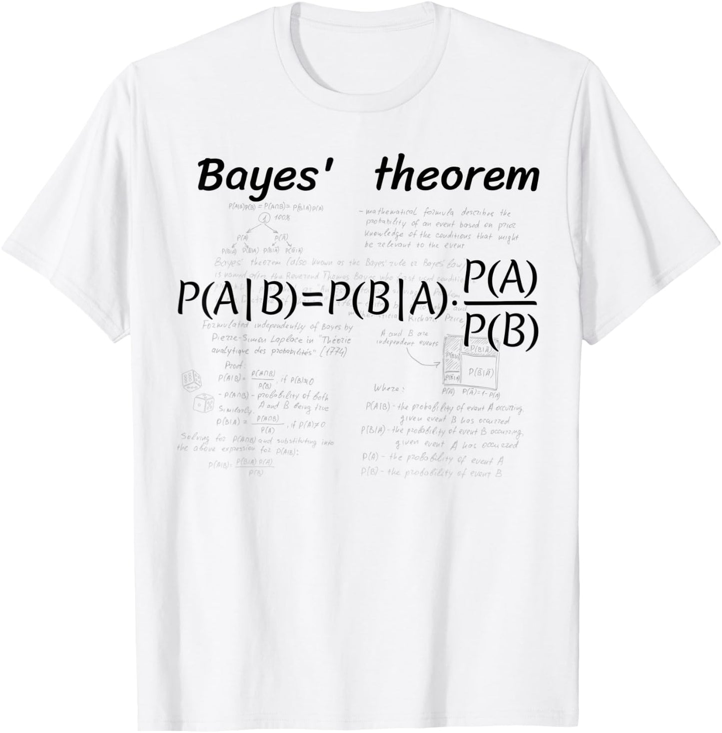 Design with Bayes' theorem T-Shirt - T-Shirt | White