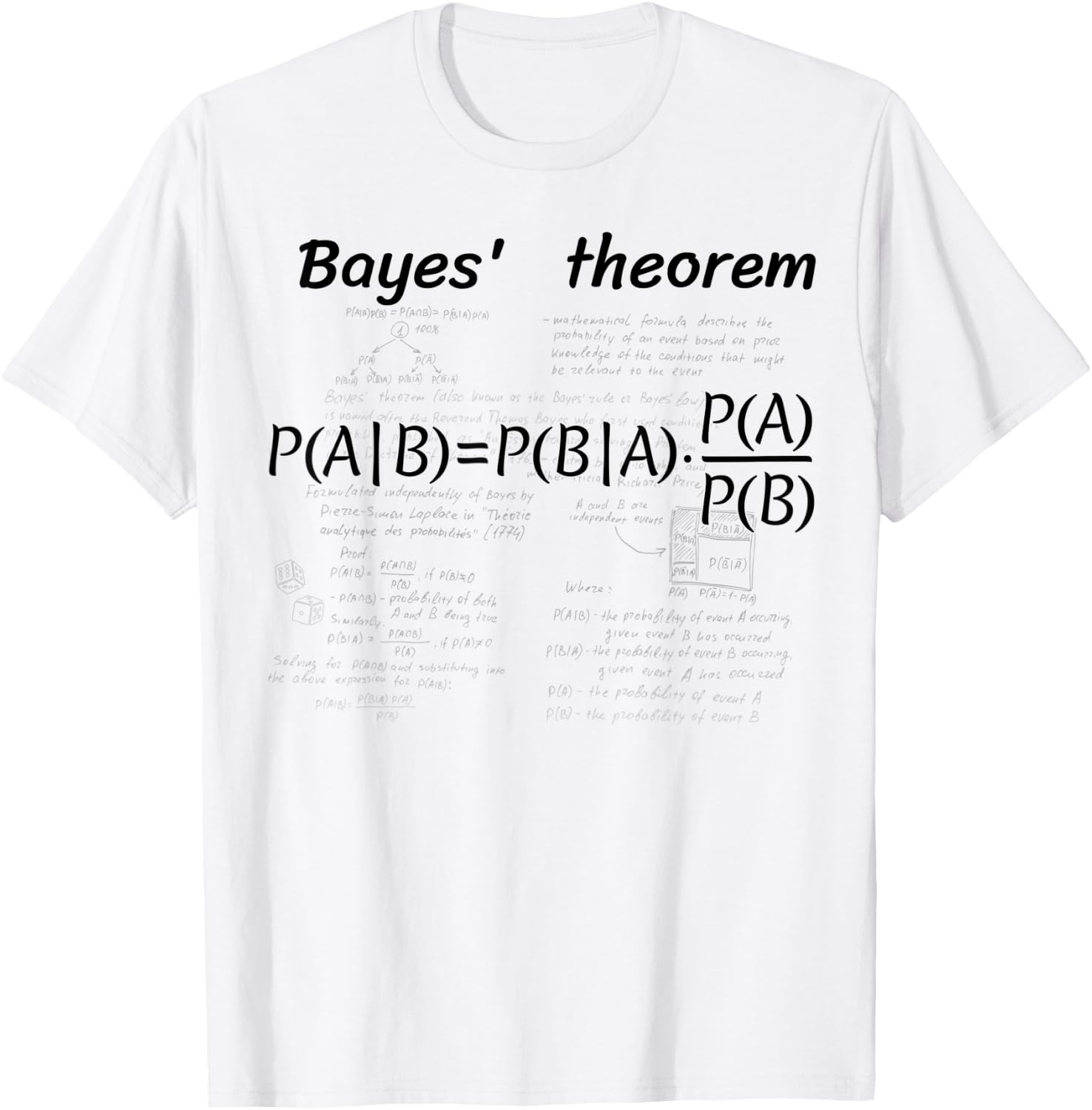 Design with Bayes' theorem T-Shirt - T-Shirt | White