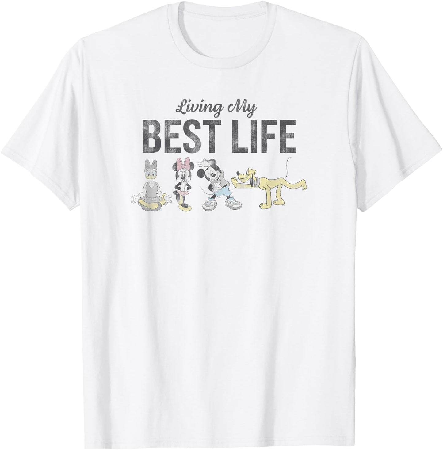 Disney Mickey Classic Best Life Group Yoga Poster T-Shirt - T-Shirt | White
