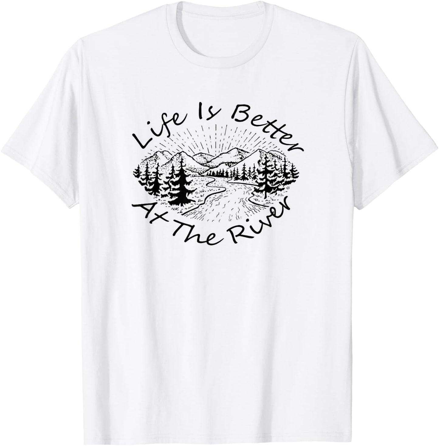 Vintage Retro Life is Better at The River T-Shirt - T-Shirt | White