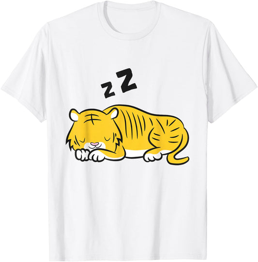 Sleeping Tiger Cute Tiger Pajamas Tiger T-Shirt - T-Shirt | White